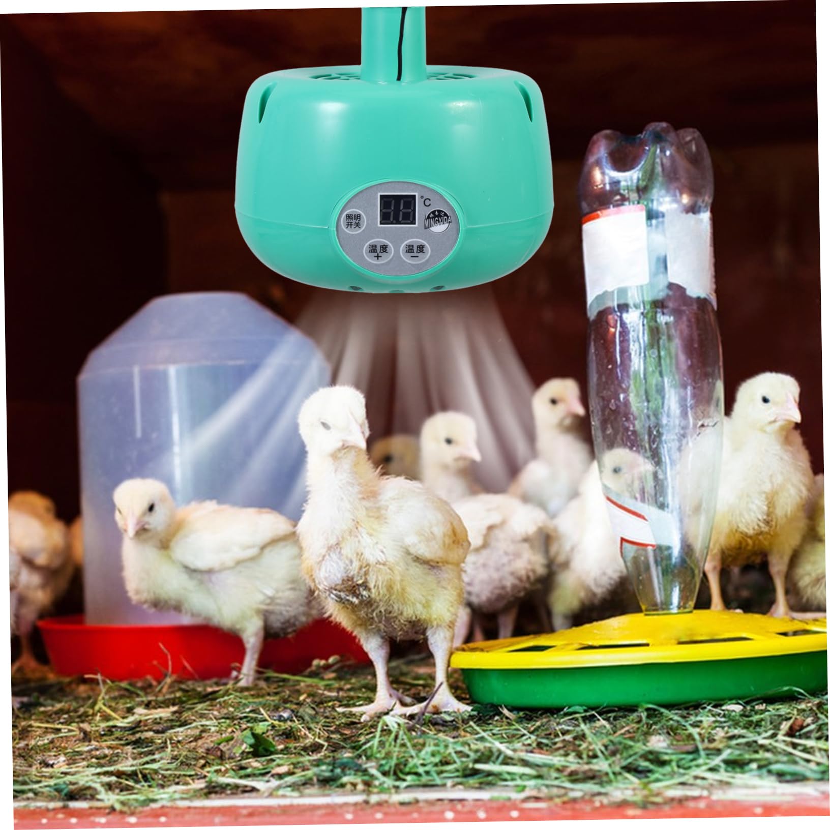 Lampada Riscaldante Intelligente per Pulcini Temperatura Regolabile Verde | Illuminazione LED Calda, Struttura in Plastica e Metallo, Uso per Uccelli e Criceti, Sicura