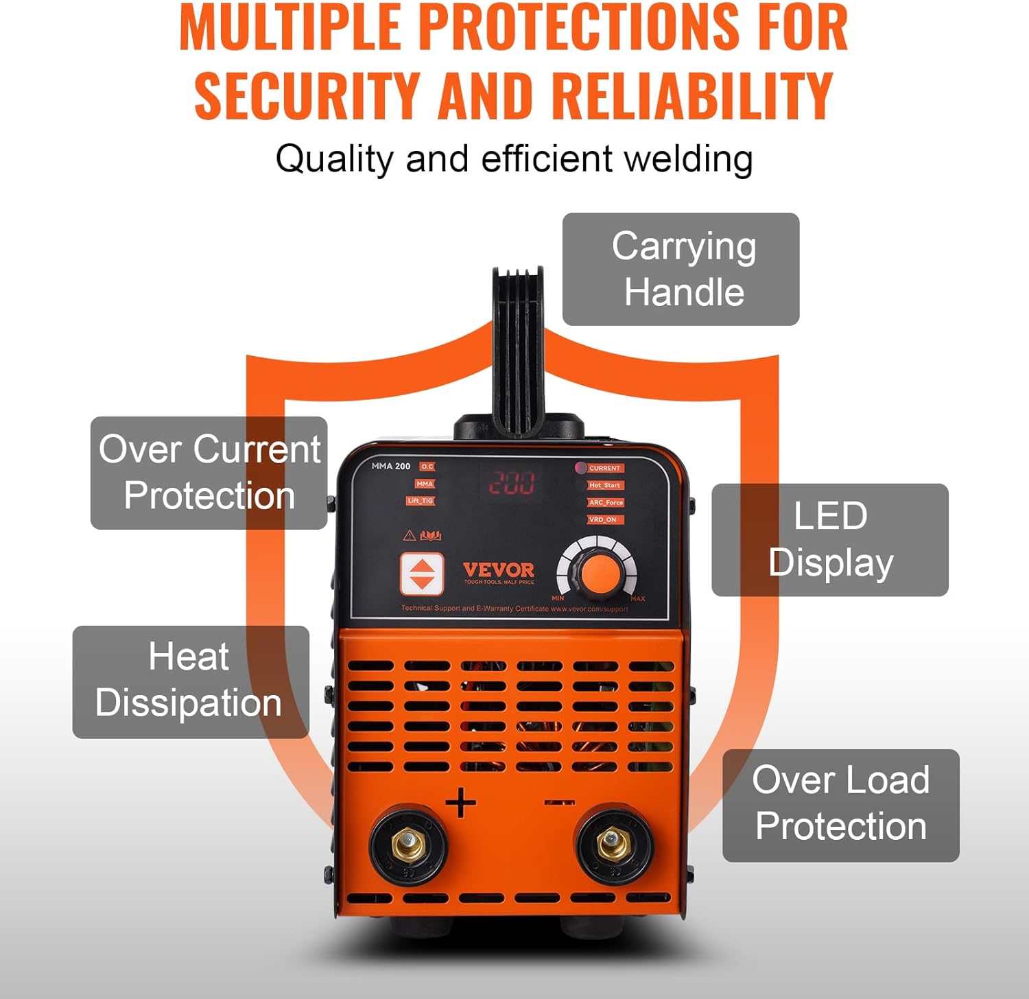 VEVOR Stick Welder, 200Amp 2 in 1 ARC/Lift Tig Welder Machine 110/220V with Hot Start Arc Force Anti-Stick