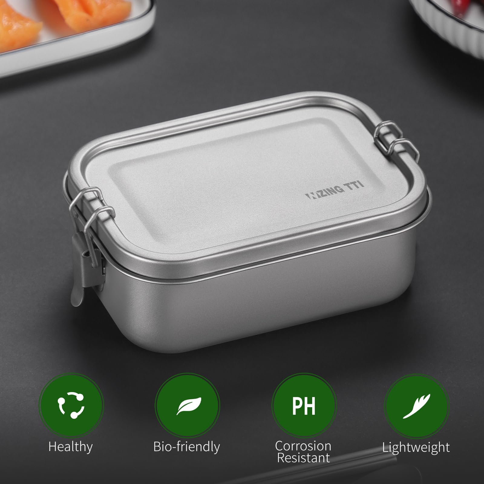ZING TTI Lonchera de titanio de 27 onzas, con lonchera sellada, recipiente de almuerzo a prueba de fugas, para viajes, trabajo de loncheras de metal, limpieza de lavavajillas, soluciones de