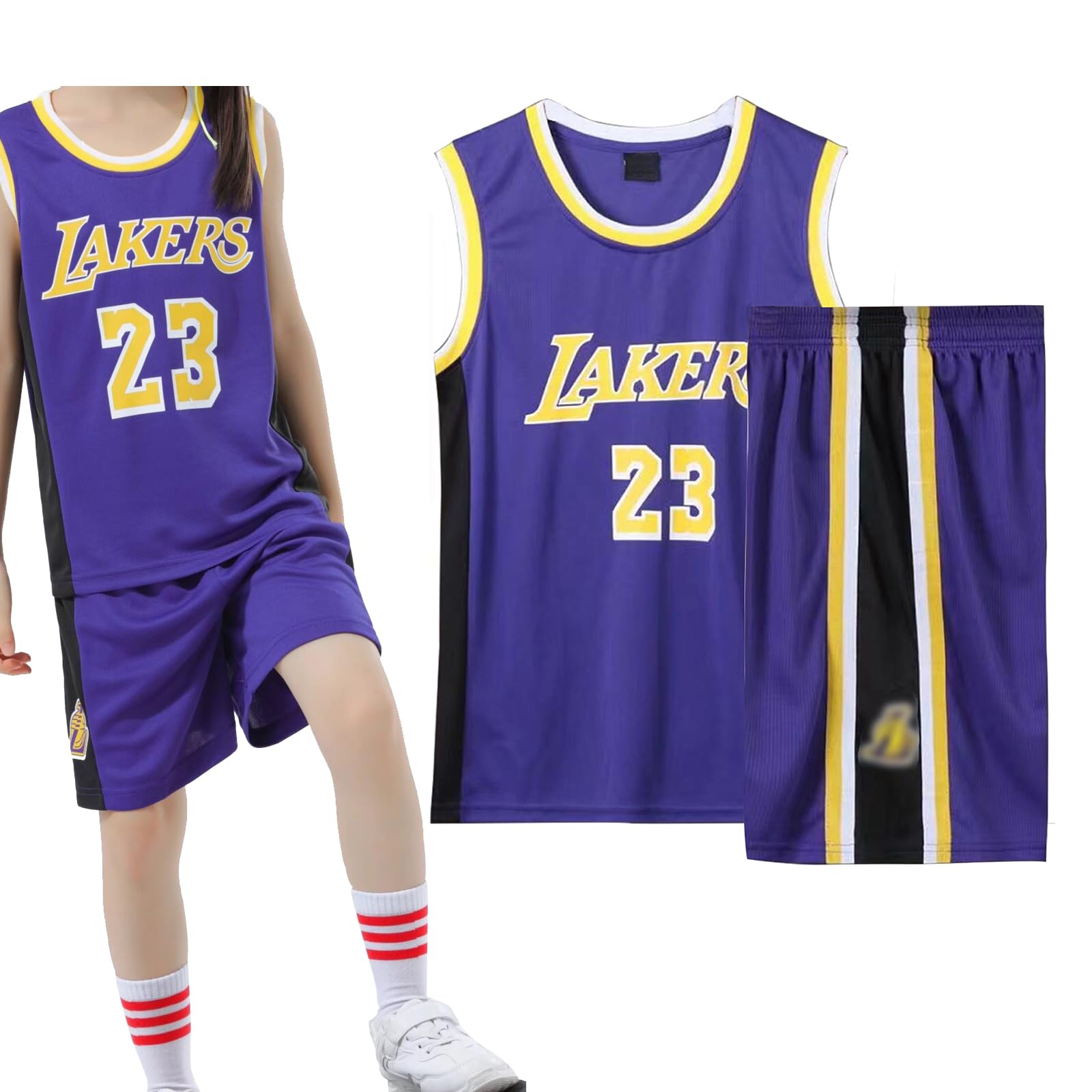 Qkdyky Maillot Basket Enfant 2 Pièces, Tenue Basketball Garçon Respirant Séchage Rapide