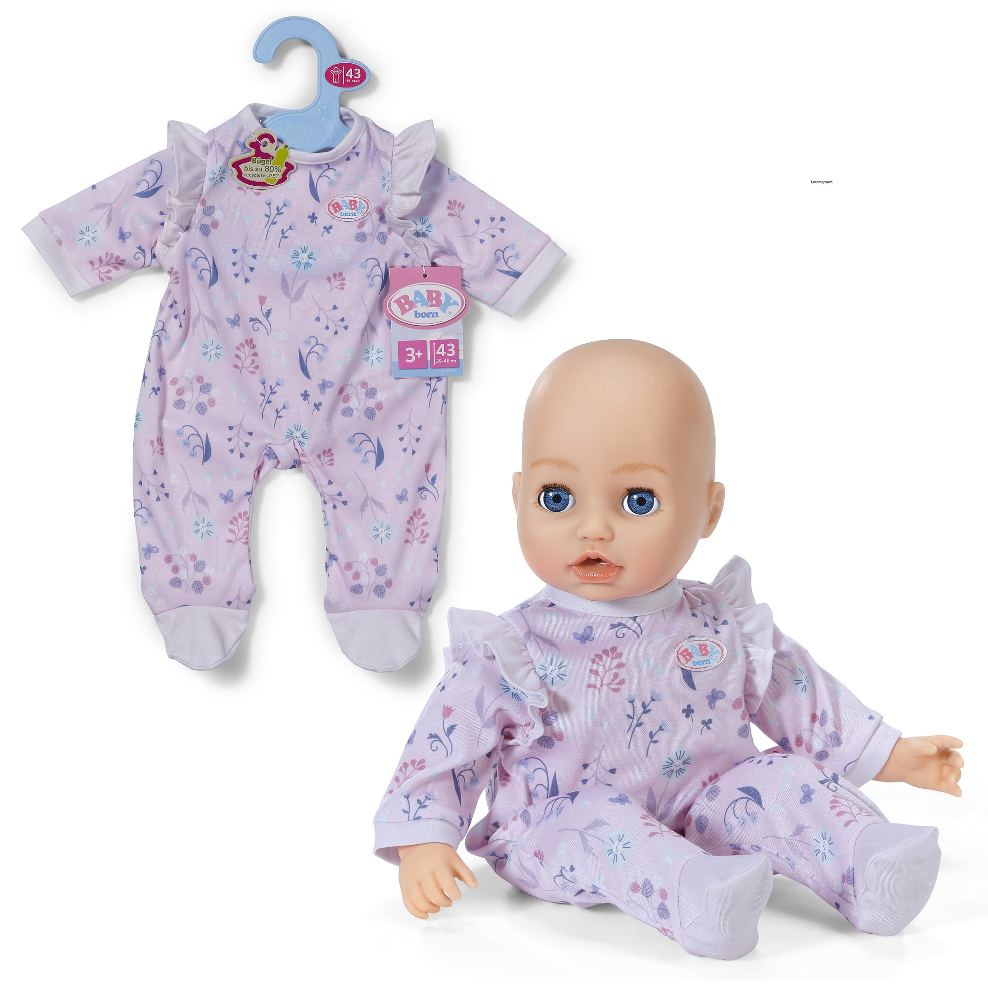 Baby Born Strampler Wald mit Allover-Print und Rüschenärmeln für 43cm Puppen