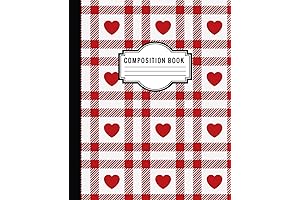 CraftyGirl Journals: Red Plaid Hearts Composition Notebook