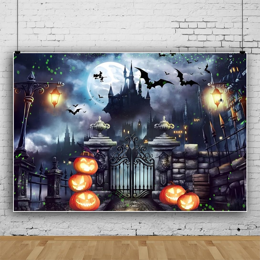 Amazon | Qinunipoto 背景布 ハロウィン Halloween 魔法のお城