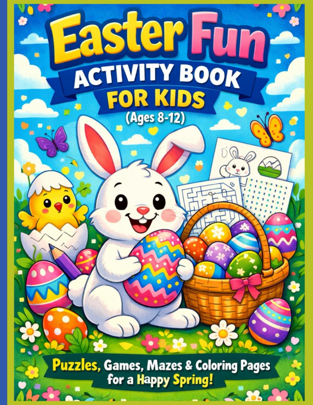 Easter Fun Activity Book for Kids Ages 8–12: Puzzles, Games, Mazes & Coloring Pages for a Happy Spring!