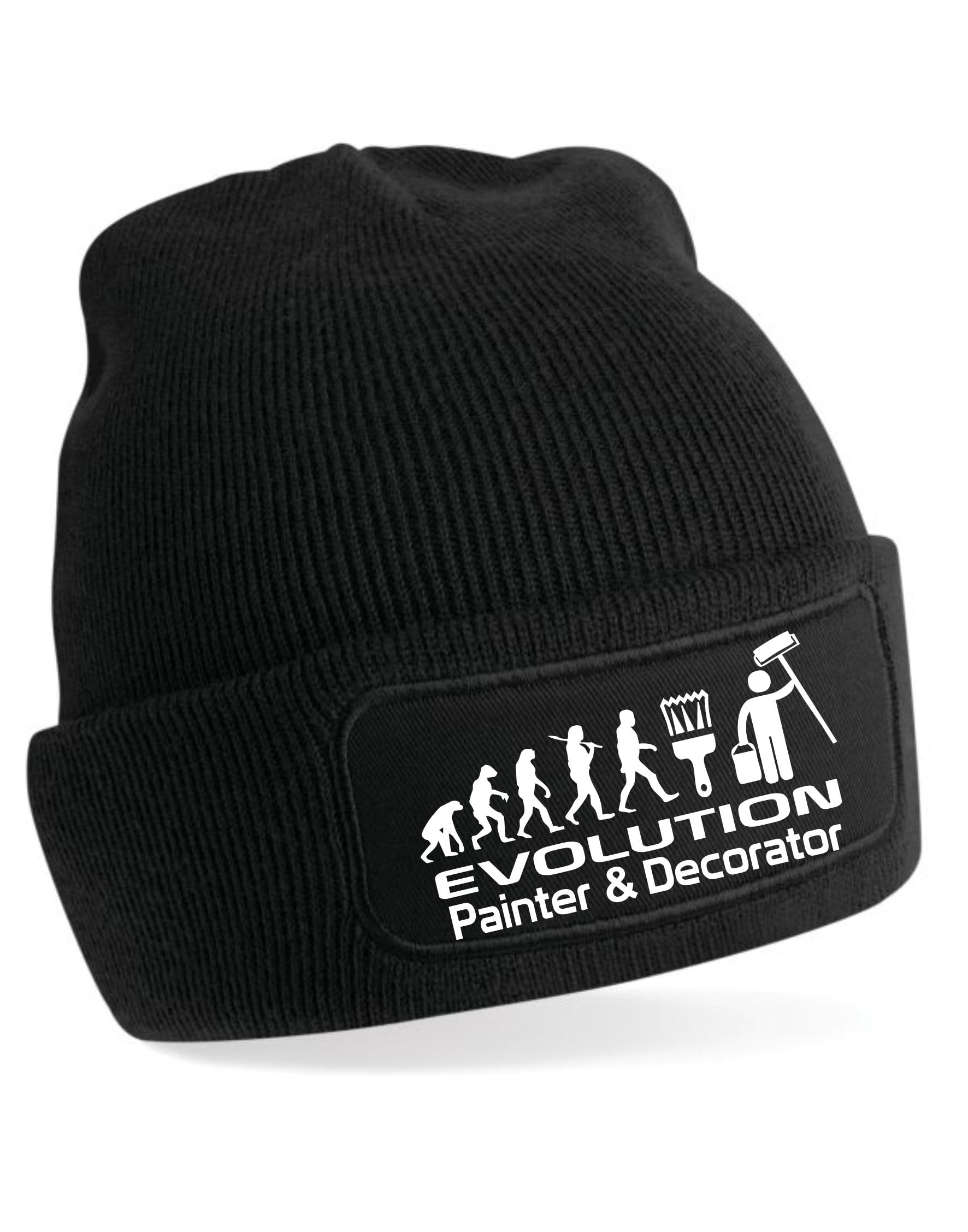 Print4U Evolution of A Painter Beanie Hat Gift for Any Decorators Men & Ladies Black