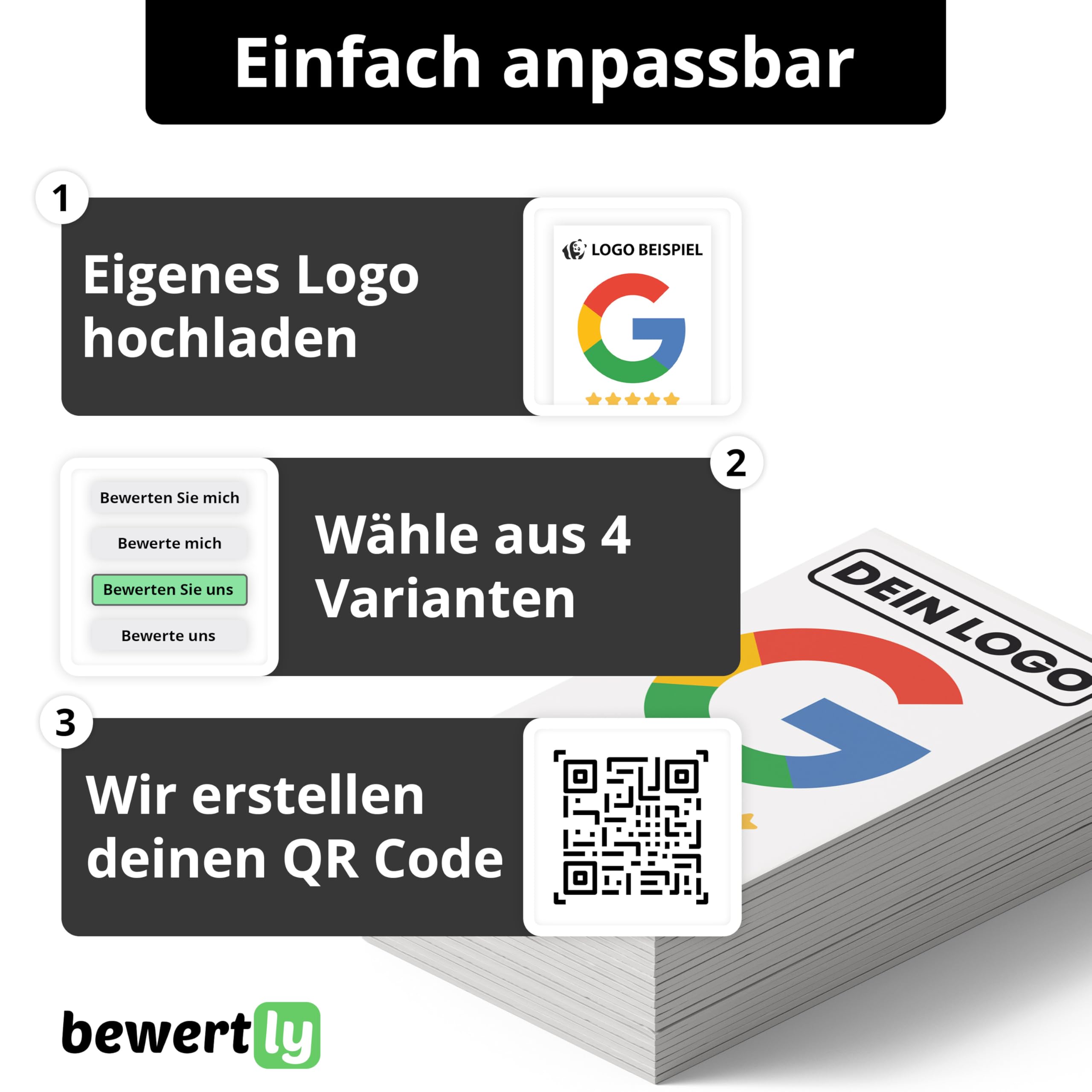 Google Bewertung Visitenkarte im Kreditkartenformat – Sofortige Bewertungen per QR-Code, Personalisierbar, Steigern Sie Ihr Kundenfeedback (100)