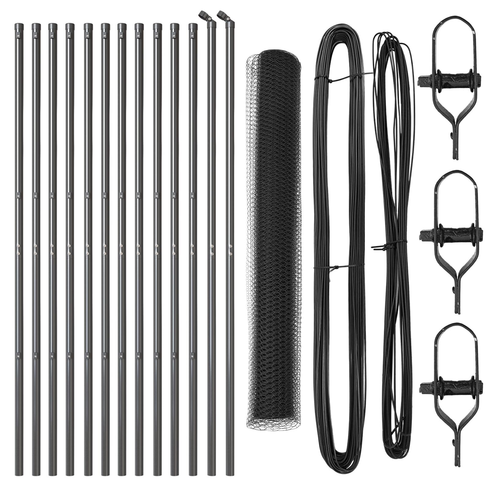 Brokky 3352813 Set di Recinzione Set di 2 Grigio Acciaio Verniciato a Polvere Rete in Rotolo per Recinzioni Metalliche da Giardino,Pollaio,Vigneto,Recinzione Rigida Resistente