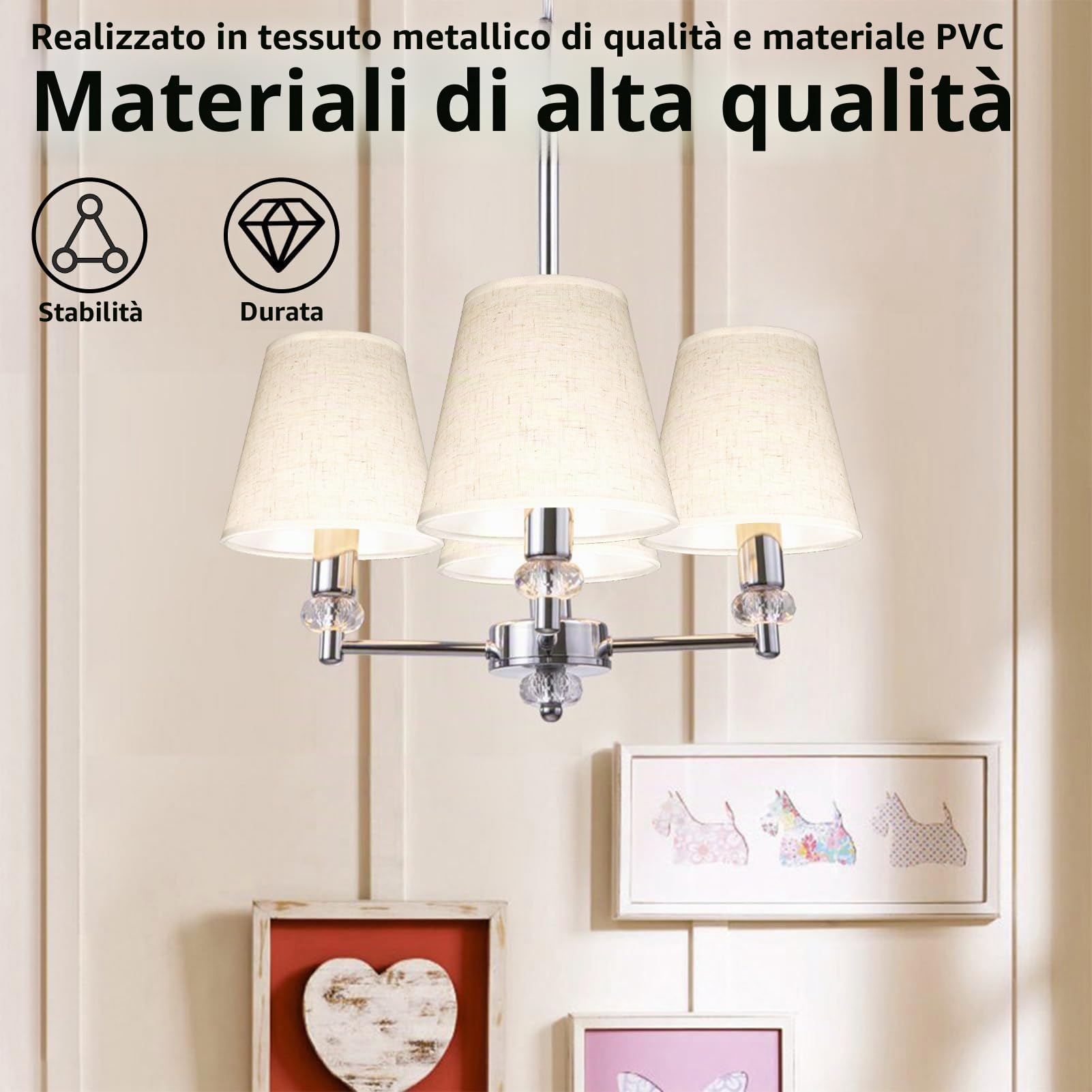 6 Pezzi Paralumi in tessuto con Clip, Clip On Lampadario Paralumi per Candela Lampadario di Cristallo, 3,5 x 5,2 x 5,5 pollici