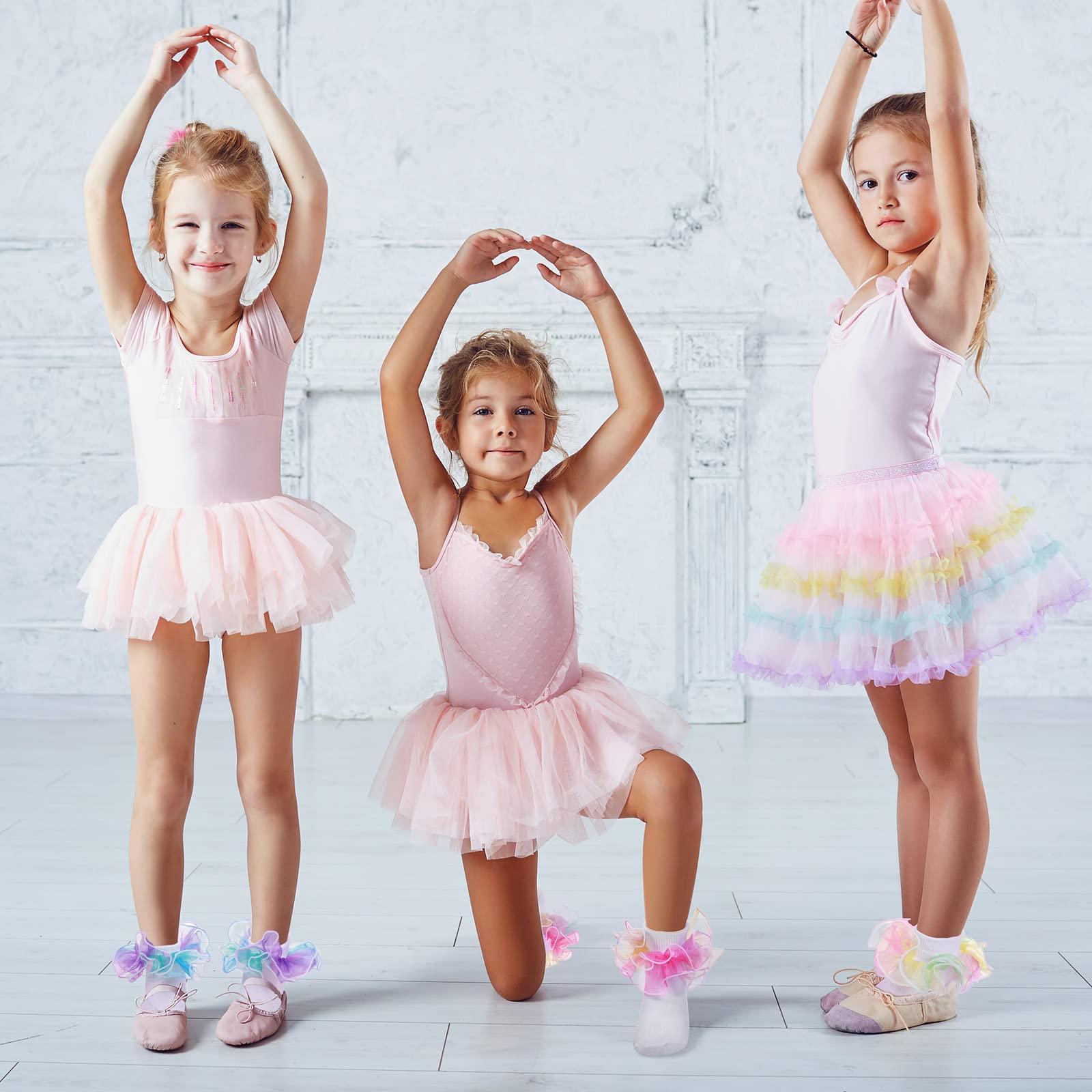 15 pares de calcetines con volantes para niñas pequeñas, calcetines de doble encaje a granel, puños grandes con volantes para bebés y niños pequeños
