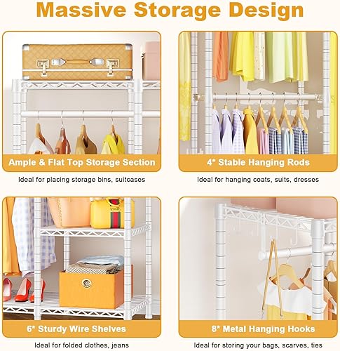 Miniatura 7 de Ulif H50 Perchero de ropa extra grande, resistente para ropa, armario portátil independiente, percheros para colgar ropa, armario de 89.8 pulgadas
