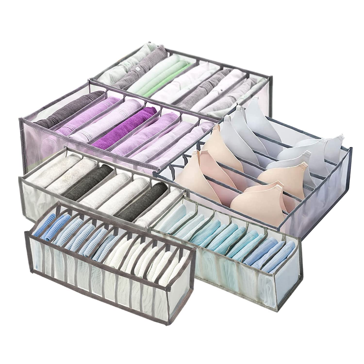 AbnaokAbnaok Drawer Organiser Clothes for Wardrobe, Foldable Draw Organisers for Jeans,Shirt,Legging,Panties,Sock,Clothes Organiser for Drawers