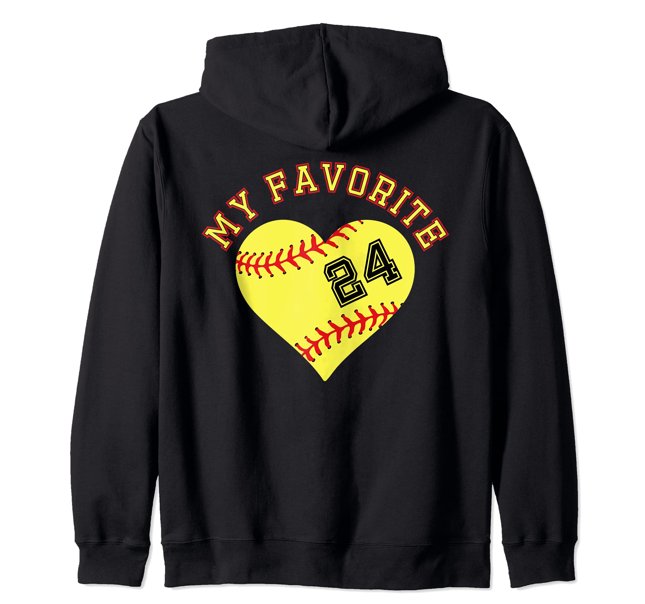 Softball Player 24 Jersey Outfit No #24 Sports Fan Zip Hoodie, Black