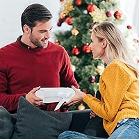 Vista 5 de Caja de regalo grande de 13"X9"X4" blanca magnética con tapa y cinta para regalos