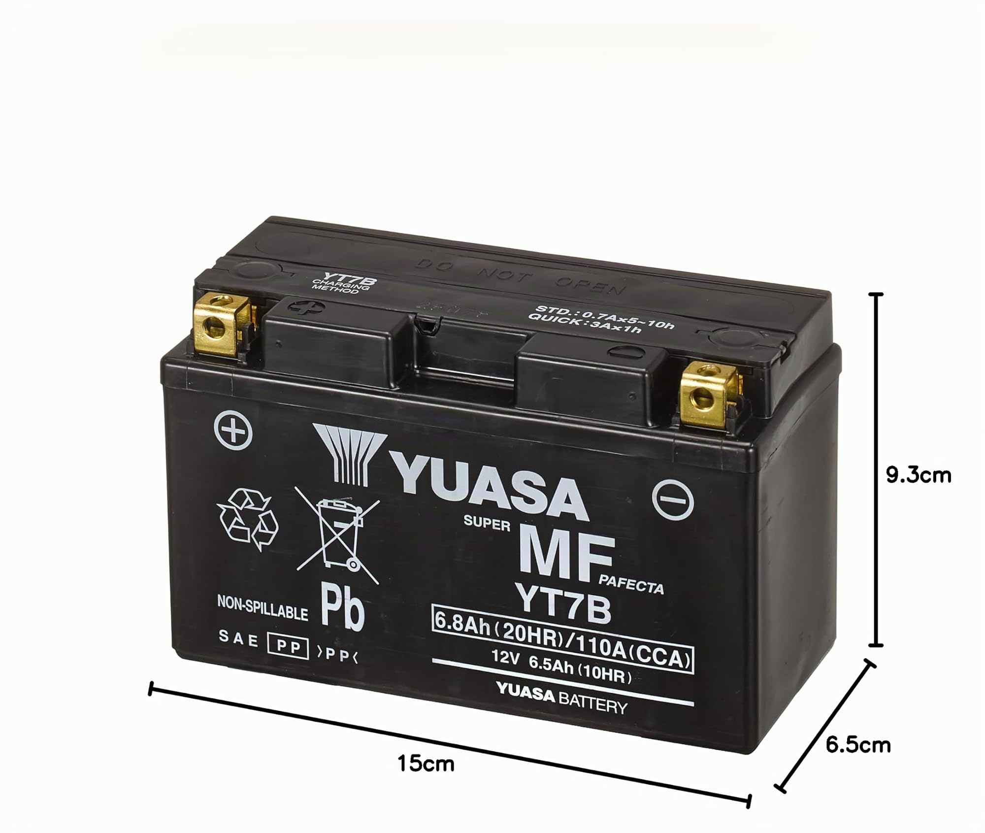 Yuasa YT7B 12V 110 CCA wartungsfreie AGM VRLA Motorradbatterie