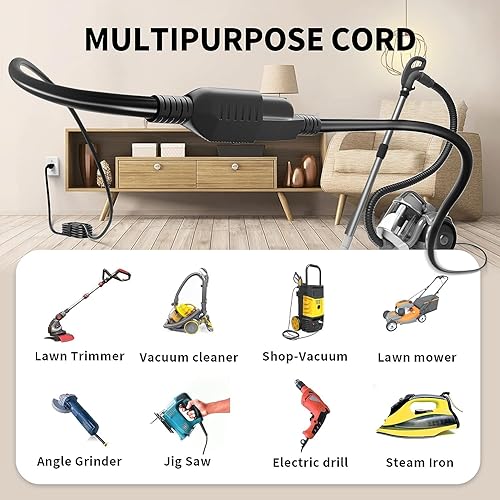 Miniatura 7 de POWGRN Cable de extensión negro para interiores y exteriores de 15 pies, 163, impermeable, 3 puntas, Flexblie SJTW, resistente a la intemperie, a
