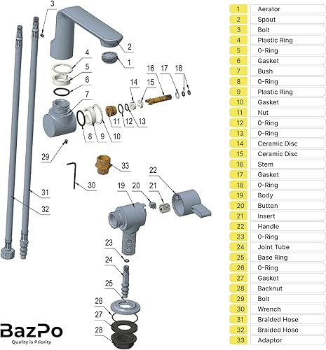Miniatura 7 de Bazpo Grifo de agua de 12 V con microinterruptor  Grifo de cocina RV de latón macizo (5 bares)  Grifo eléctrico de agua de 12 voltios con