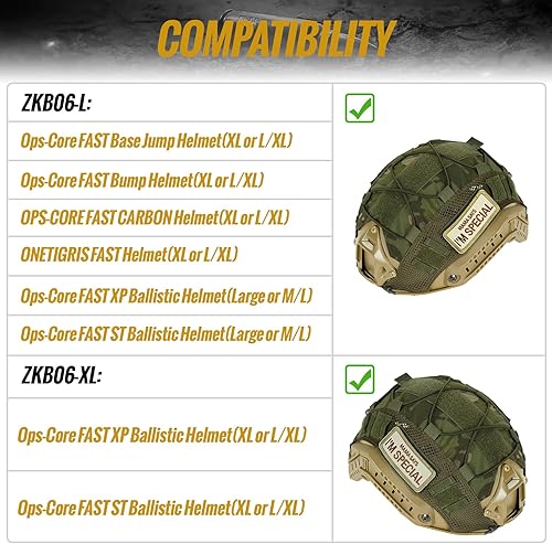 Miniatura 2 de OneTigris Funda para casco, cubierta táctica de tela multicámara para casco rápido en talla L o ML, XL o LXL, casco de golpes en talla XL o LXL -