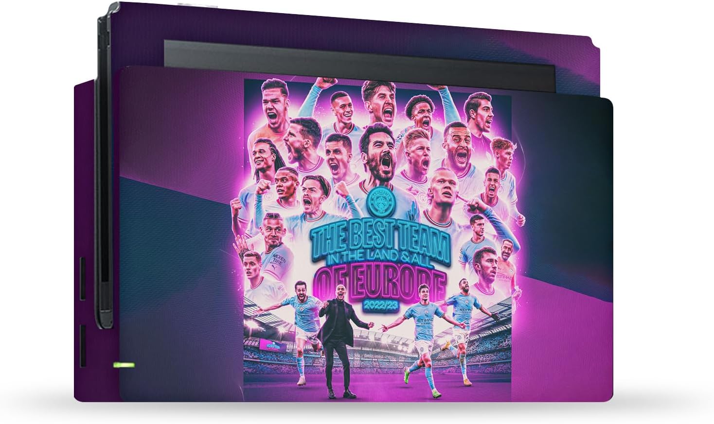 Head Case Designs Officially Licensed Manchester City Man City FC Team Graphics 2023 Champions of Europe Vinyl Sticker Gaming Skin Decal Cover Compatible With Nintendo Switch Console & Dock