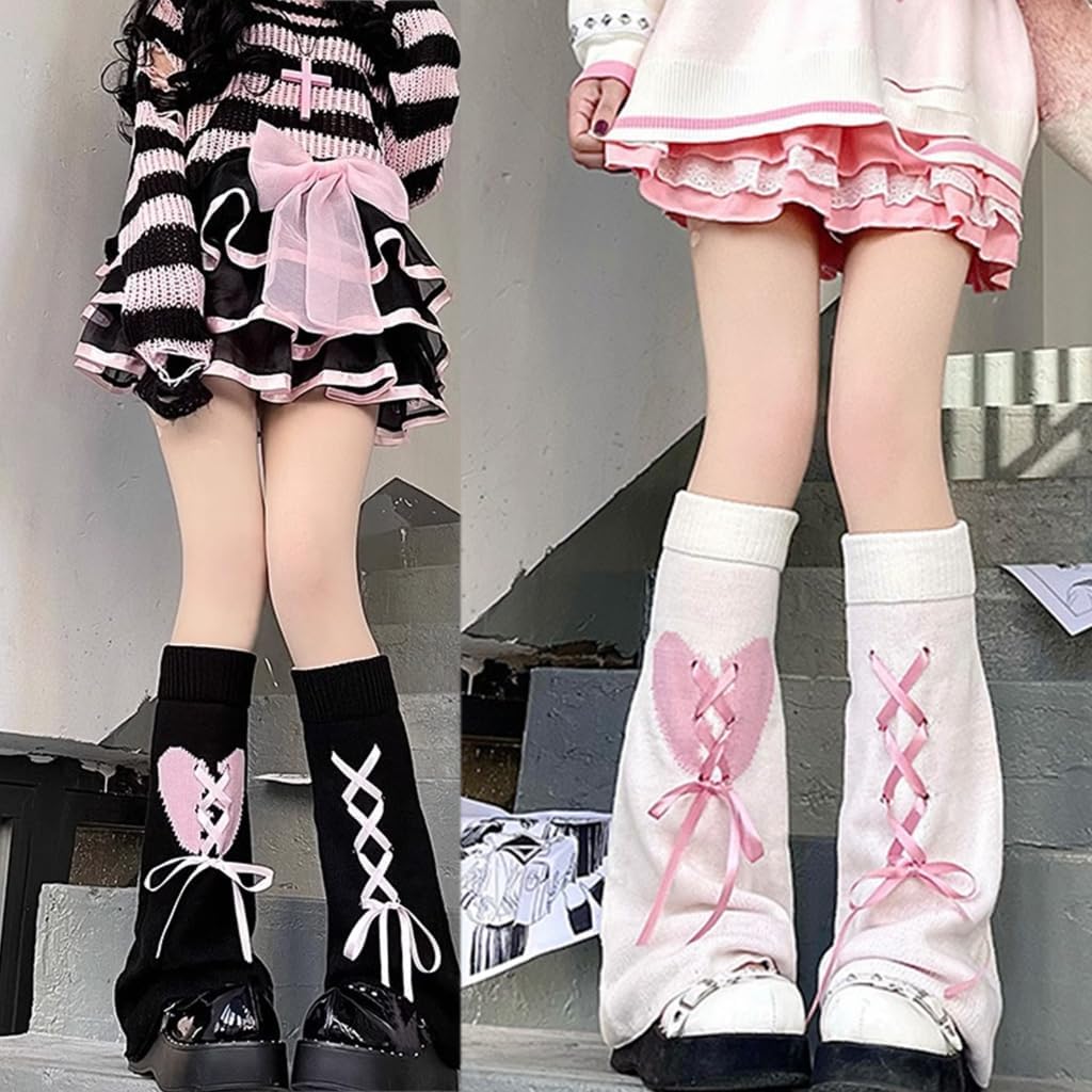 Solid Bandage Pile Sock Bows Sweet Pantyhose Subculture-Japanese-Cute Leg Covers for Womens