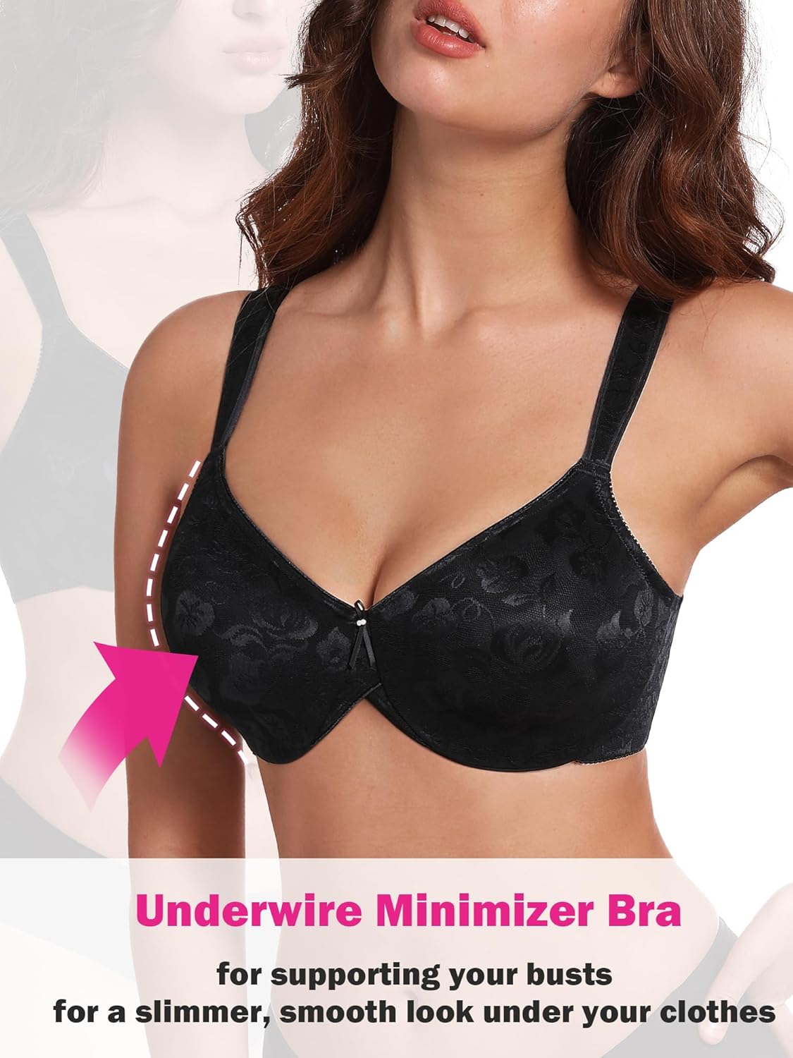 HACI Women's Minimizer Bra Full Figure Non Padded Plus Size Underwire Everyday Support - Image 2