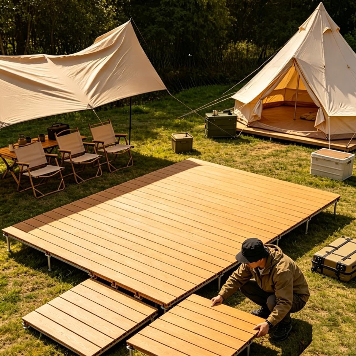 Plateforme Surélevée Réglable, Dalles de Terrasse Modulaire en Composite