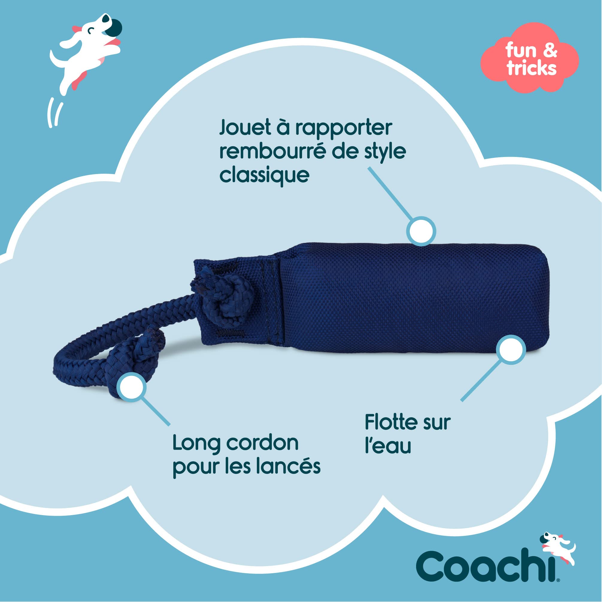 Canvas Training Dummy Coachi, Flotte, à Lancer, Classique des Jouets à rapporter, Dressage de Chiots et Chiens de Chasse. Accessoire pour Petits Chiens et Chiots.