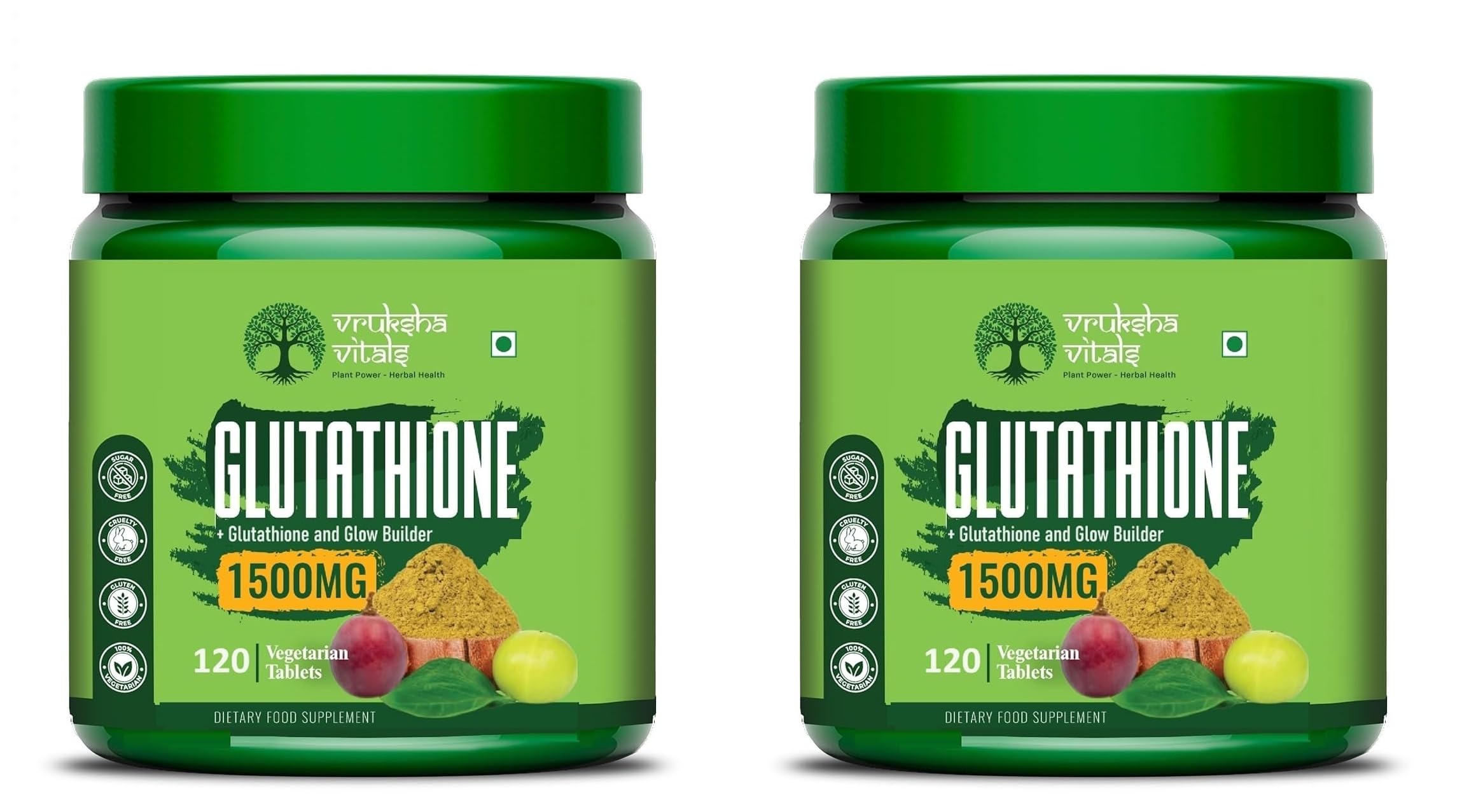 Vruksha Vitals Glutathione Supplement 1500 mg with Vitamin C 120 Tablets x Pack of 2 (B0D6G77RWZ) Amazon Price History, Amazon Price Tracker