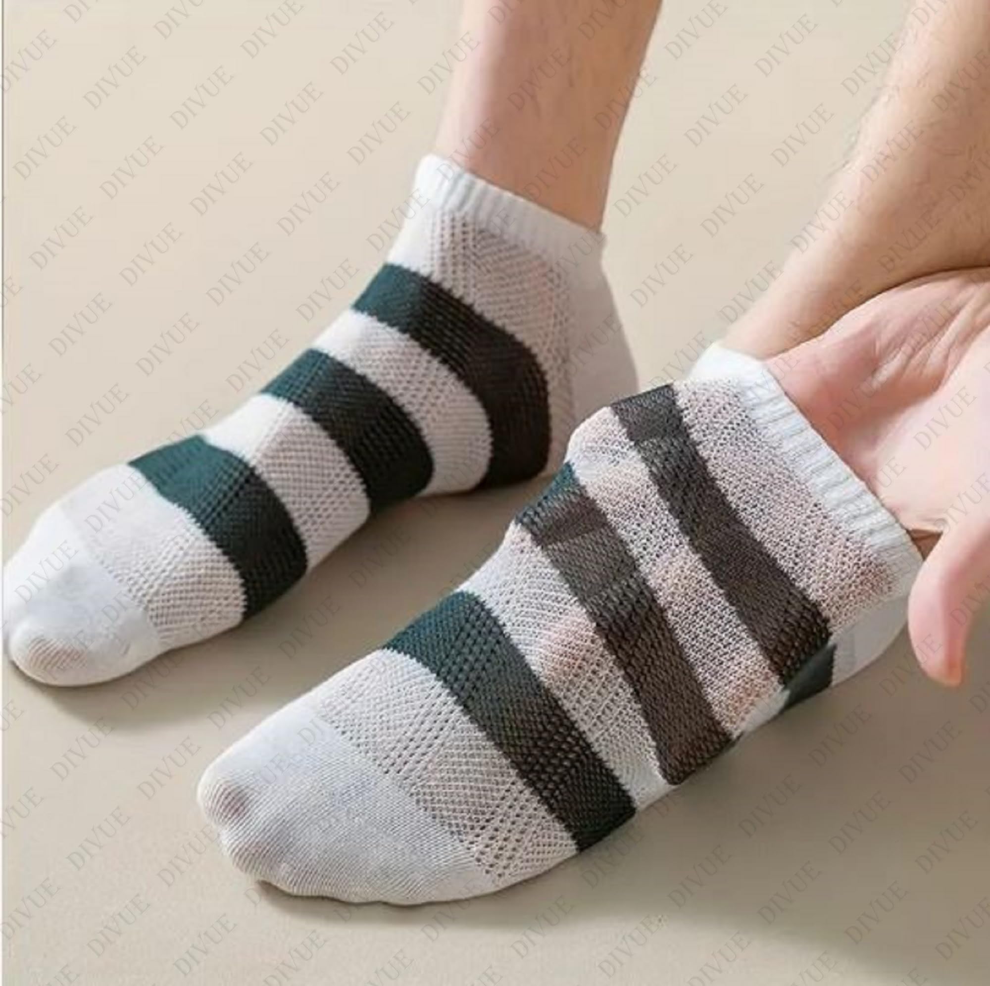 VAIDUE Cotton Ankle Length Socks for Men and Women Pack of 5 Combo | Multi Color Stripe Pattern Soft Breathable Stretchable Socks for Daily Use Comfort Fit Sports Running Office Casual Gym Socks 4