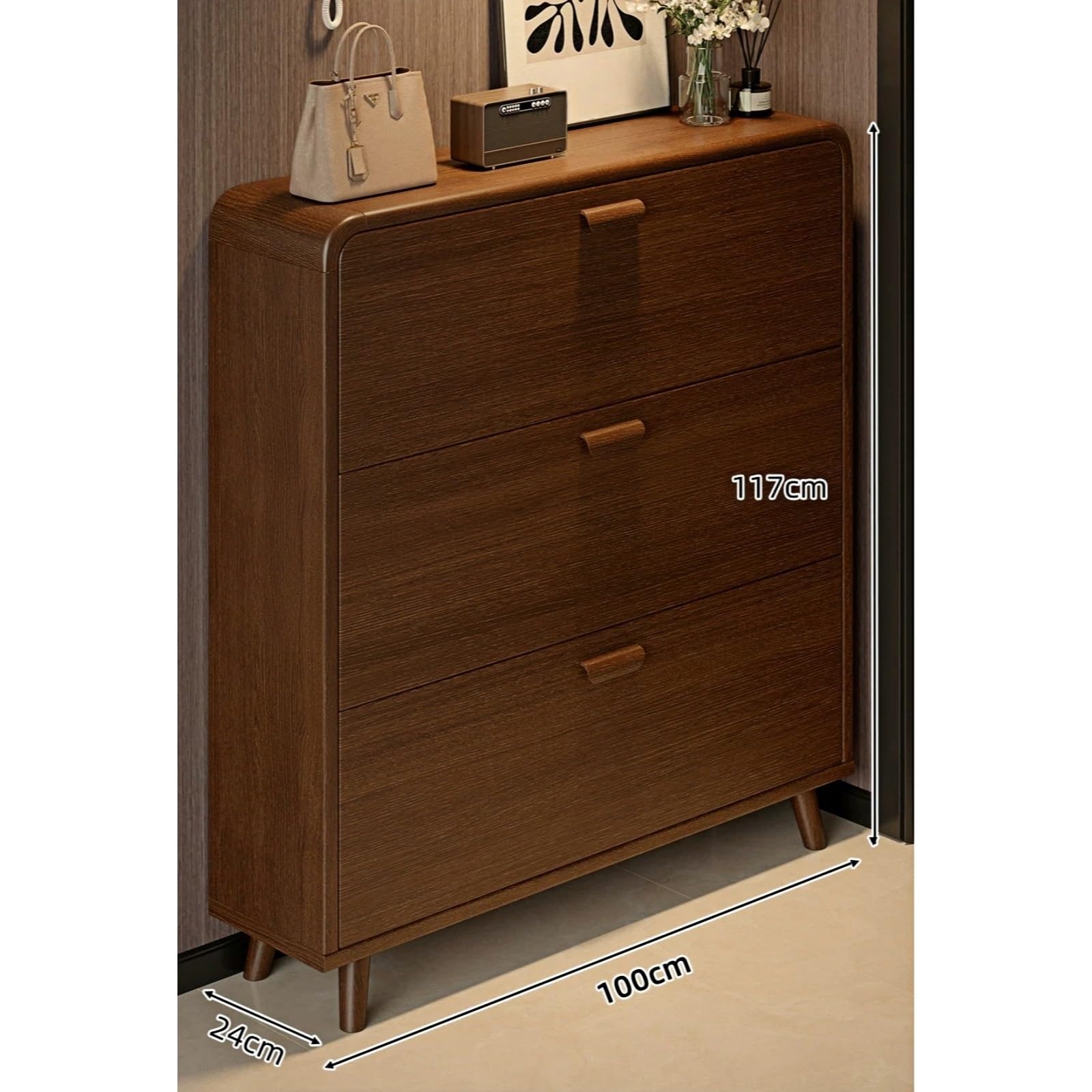 Scarpiera autoportante Scarpiera Sottile for Ingresso Scarpiera for Ingresso Stretto con ripiano salvaspazio(M)