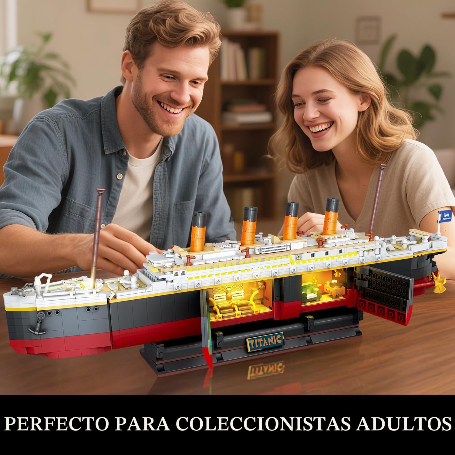 PLAXSOON Juego de construcción Titanic 2 en 1 con luces, 1935 piezas, kit de bloques de construcción mini de barco Titanic con soporte de exhibición de glaciar, modelo de barco de decoración del hogar