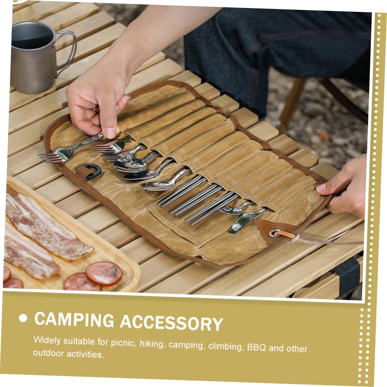 STOBAZA Campingbesteck-set aus Edelstahl Kompaktes Reisebesteck-set mit Utensilien für Outdoor-aktivitäten Robust und Rostfrei für Picknicks Campingausflüge und Wanderungen