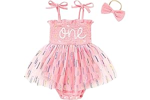 Baby Girl's 1st Birthday One Outfit Tulle Romper Sleeveless Bodysuit