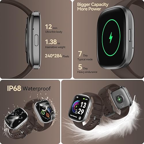 Miniatura 6 de Reloj inteligente (respuestahacer llamada), relojes inteligentes HD de 1.83 pulgadas para hombres y mujeres, IP68 impermeable rastreador de fitness