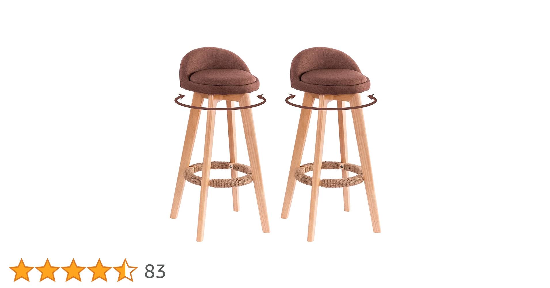 iodoos カウンターチェア 木製360度回転 生地 2脚セット ブラック Amazon｜iodoos カウンターチェア 2脚セット 木製 360度回転 足