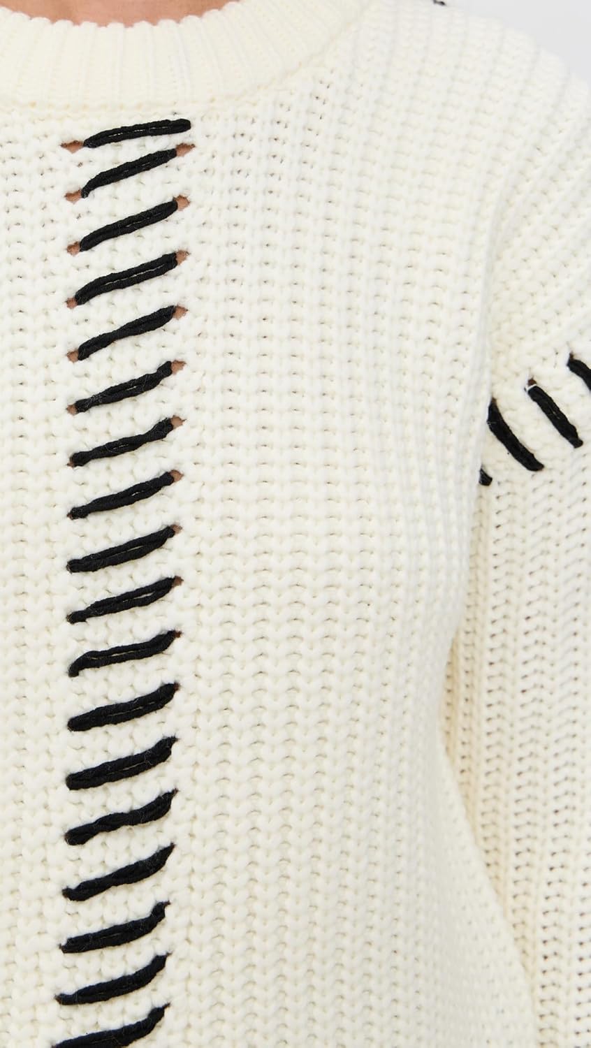 English Factory Women's Stitch Detailed Chunky Crew Neck Sweater - Image 6