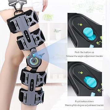 PEIKVOUL Adjustable Hinged Knee Brace ROM Knee Immobilizer Brace Leg Braces Orthopedic Patella Orthosis for Postoperative Recovery