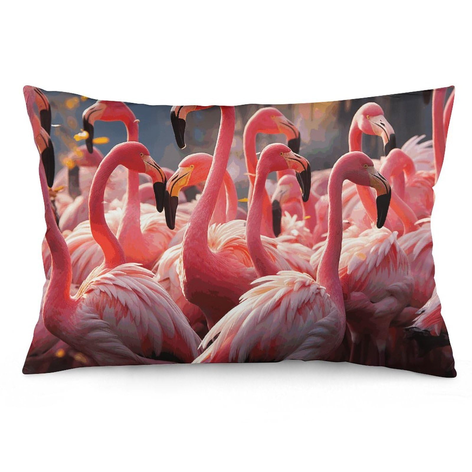 NTVOWPZO 2 Pack Decoration Throw Pillow Covers 12 "x20 Pillowcases Covers Flamingos Partying Pillowcases Modern Farmhouse Home Decor Sofa Cushions Covers for Couch Bed Living Room