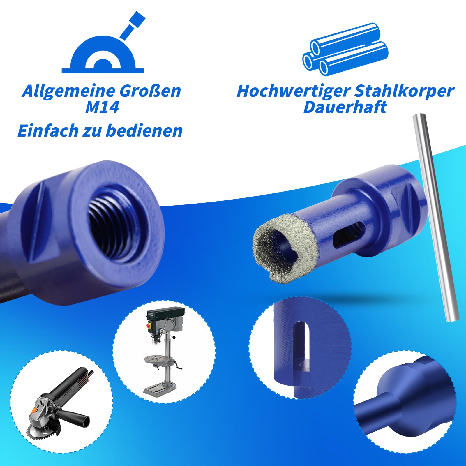 Set Di 6 Punte Da Trapano Diamantate Con Filettatura M14 - Foto 6