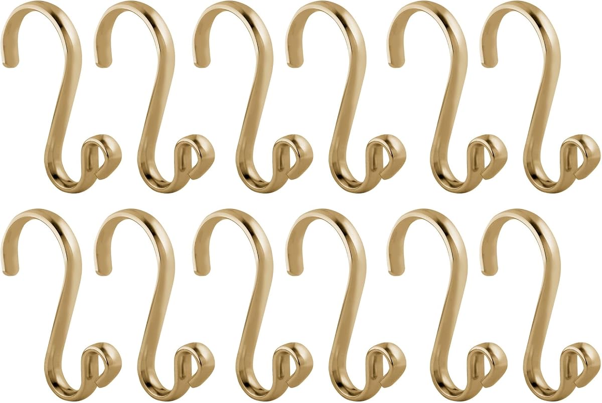 Ganchos para cortina de ducha con forma, latón suave, juego de 12 | Acero