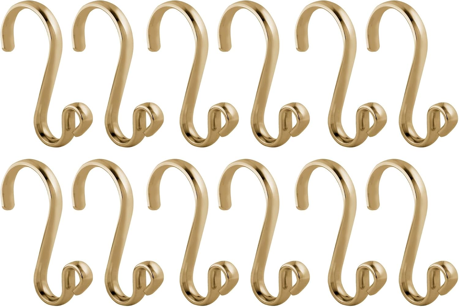 iDesign S-Shaped Shower Curtain Hooks, Soft Brass, Set of 12 | Steel