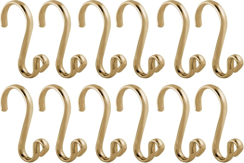 Ganchos para cortina de ducha con forma, latón suave, juego de 12 | Acero