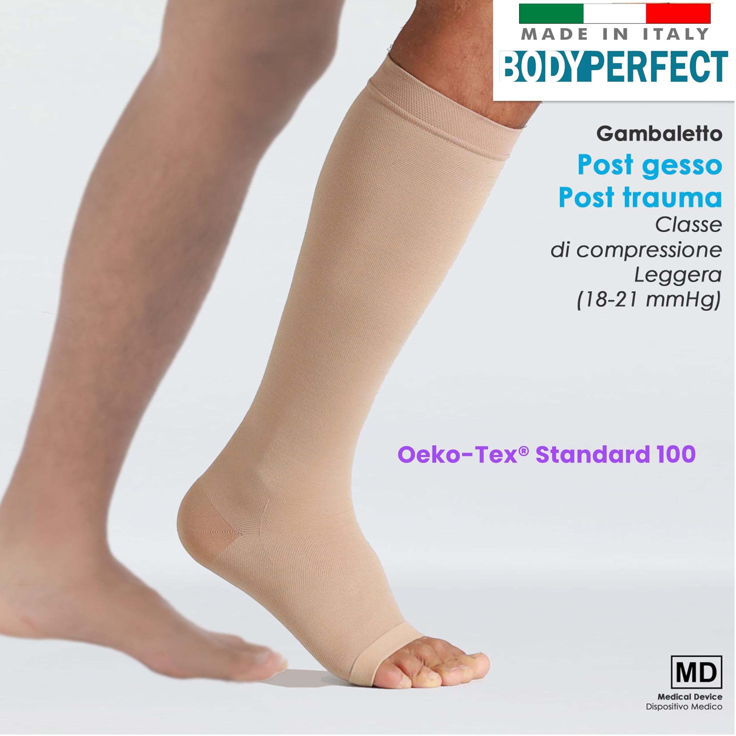 BODYPERFECT Mallas elásticas KKL1/KKL2 antitrombo Punta Abierta Compresión Graduada Medias elásticas preventivas varices varicitrombosis, KKL1, XXL