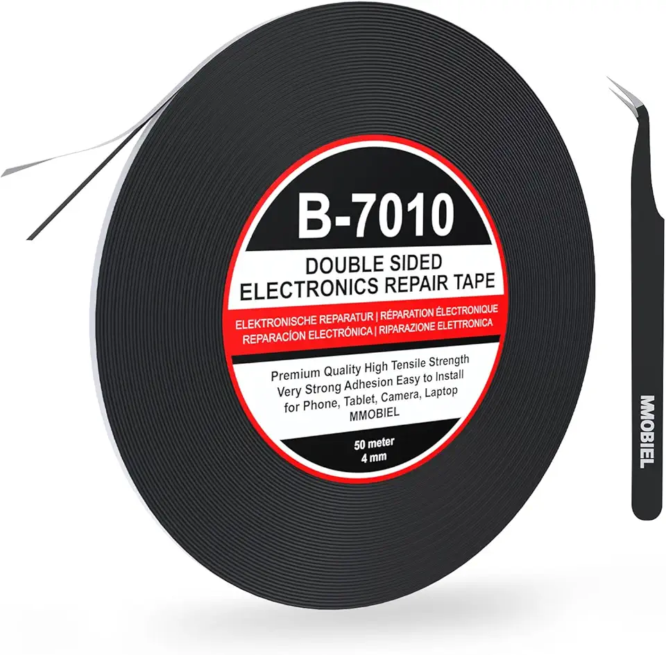 Fita adesiva MMobiel dupla face forte 50 m rolo longo (preto) para reparo de tablet de smartphone, Preto, 4 mm