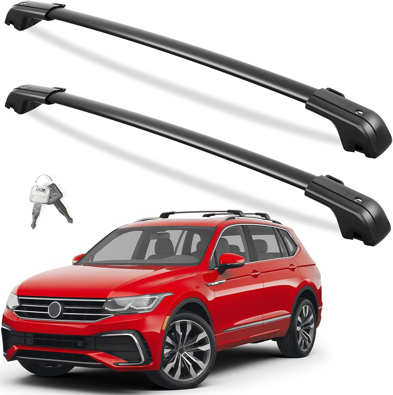 FengYu 330lbs Roof Rack Cross Bars Compatible with Volkswagen VW Tiguan 2018-2026 (Not for Limited) & Taos 2022-2026, Aluminum Lockable Roof Rails Crossbars Rooftop Cargo Bars Luggage Carrier