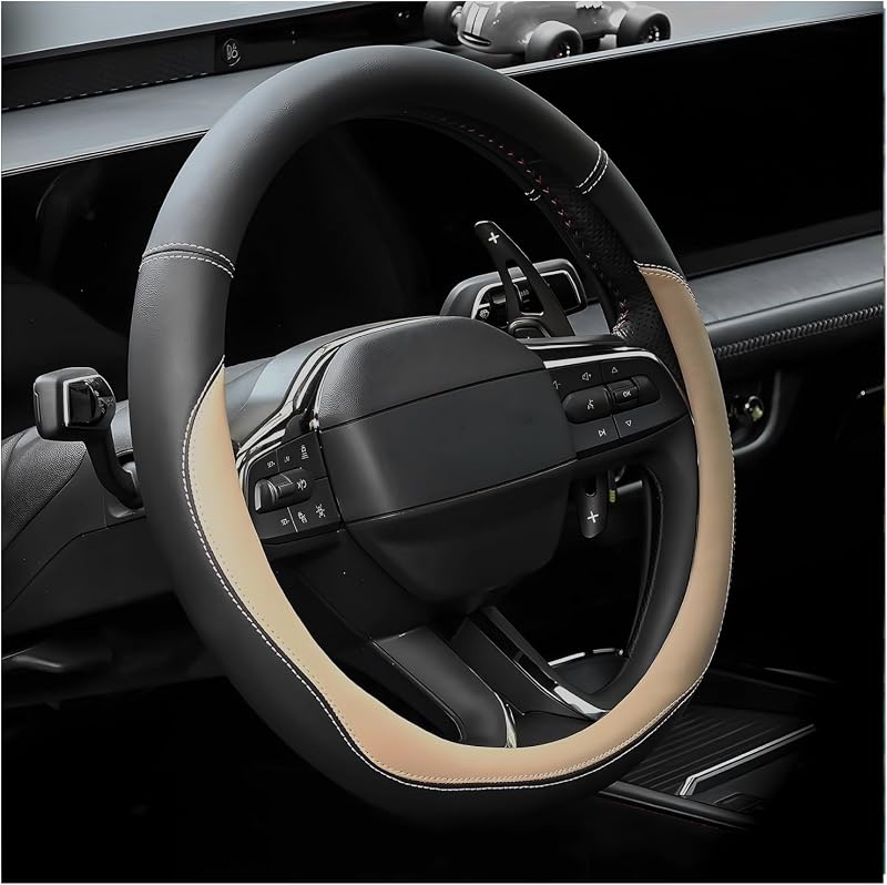 Capa para Volante em Couro PVC com Pegada Antiderrapante Bege para Volantes de 36,8–38,1 cm BWBWND