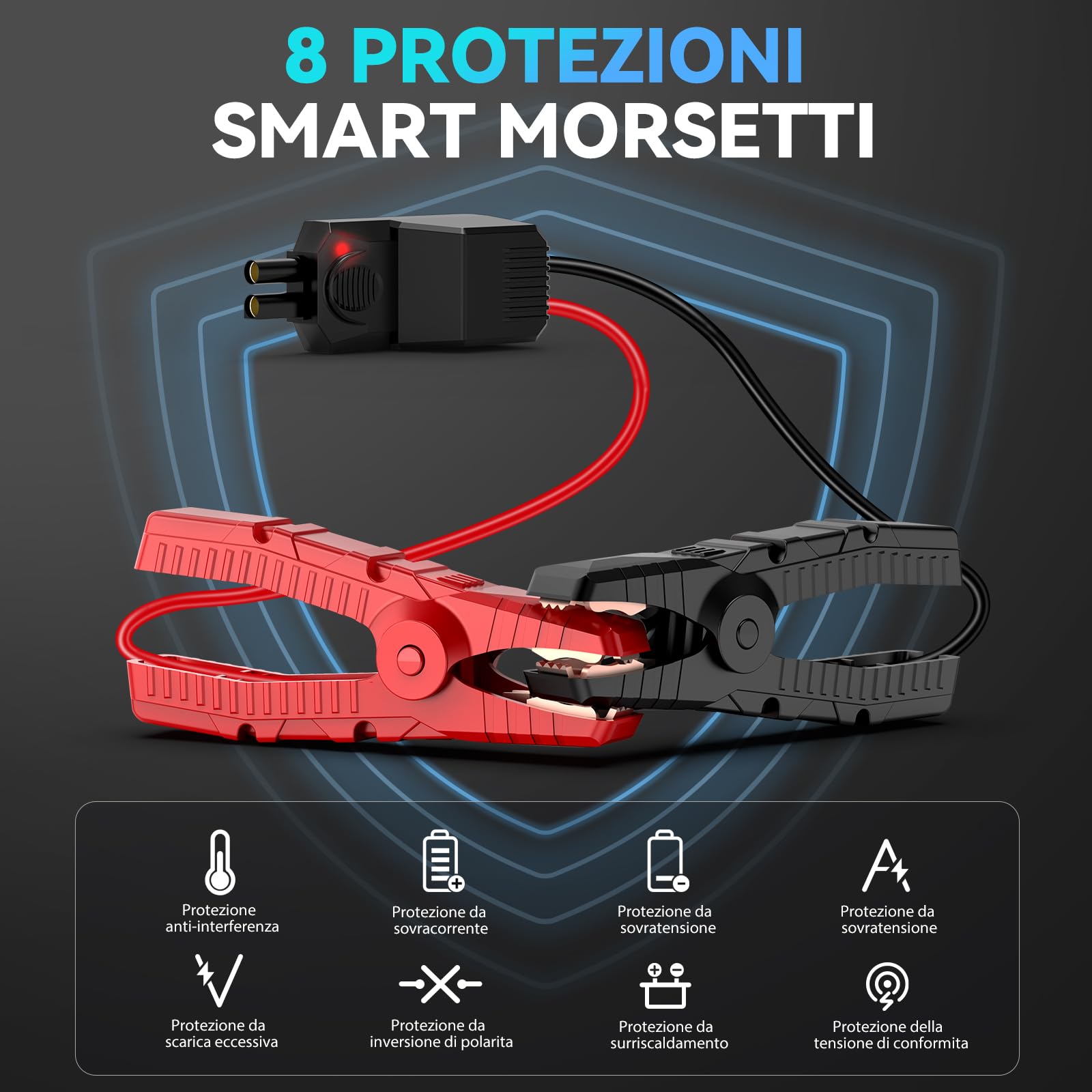 ACEZUK Avviatore Batteria, 7000A Avviatore di Emergenza per Auto/Moto(7.0L Gas or 5.5L Diesel) Starter Batteria Portatile Jump Start con LED/LCD Booster Avviamento