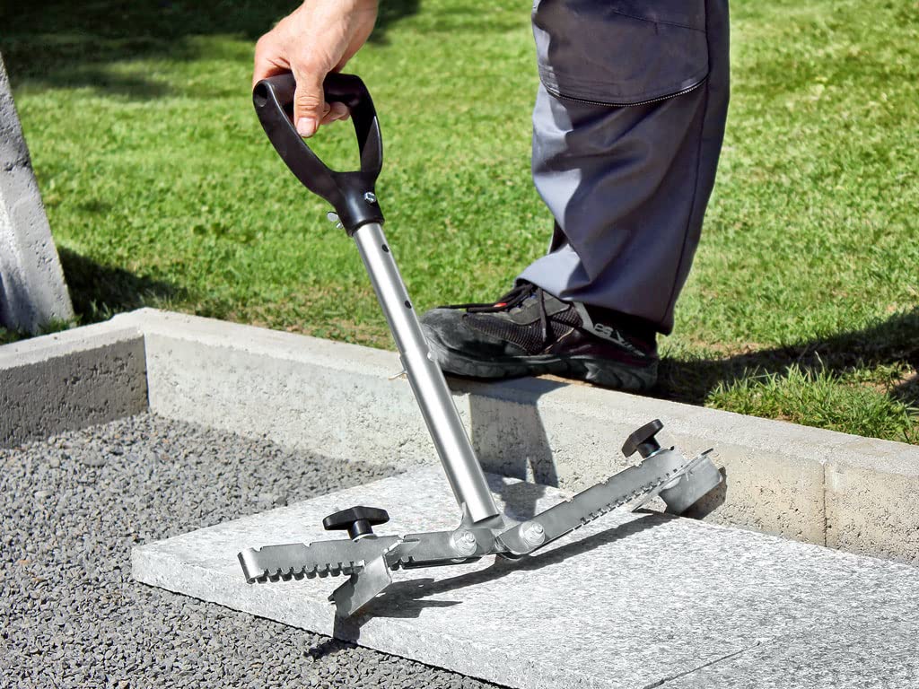 LANGFIT® Plattenheber 50 bis 80cm - Rückenfreundlich durch 3-fach höhenverstellbarem Griff - Schonend für Rücken und Hüfte! Tragkraft bis 60kg - Made in Germany - MS-PH5080T
