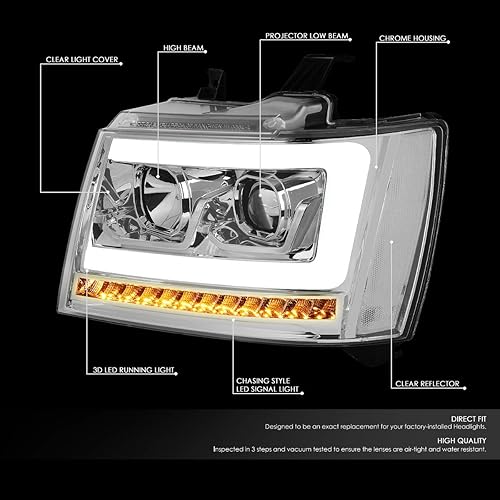 Miniatura 10 de DNA MOTORING HL-HPL-CSA07-CH-AM LED DRL+proyector de señal de giro secuencial faros delanteros