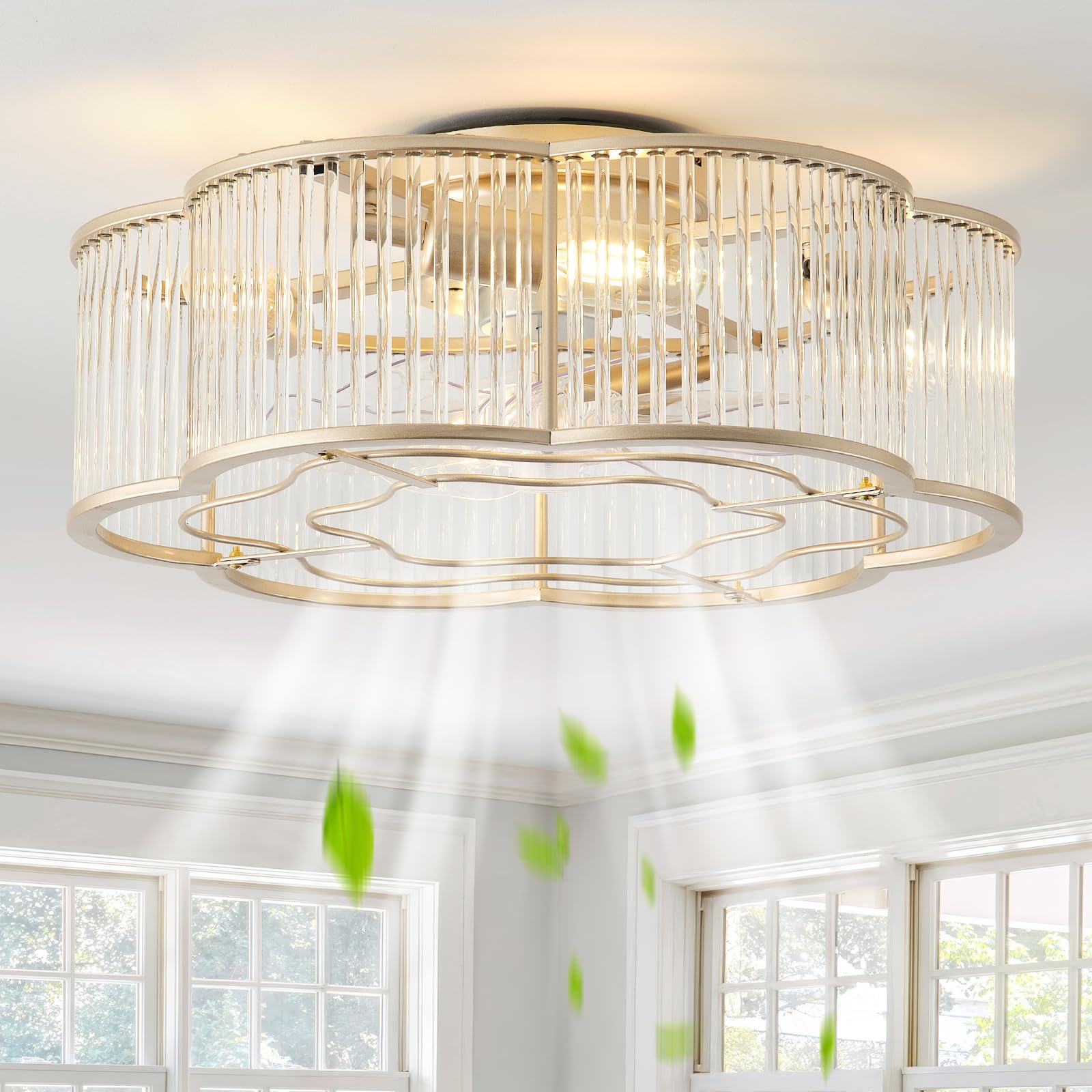 Glmthux Gold Crystal Ceiling Fan