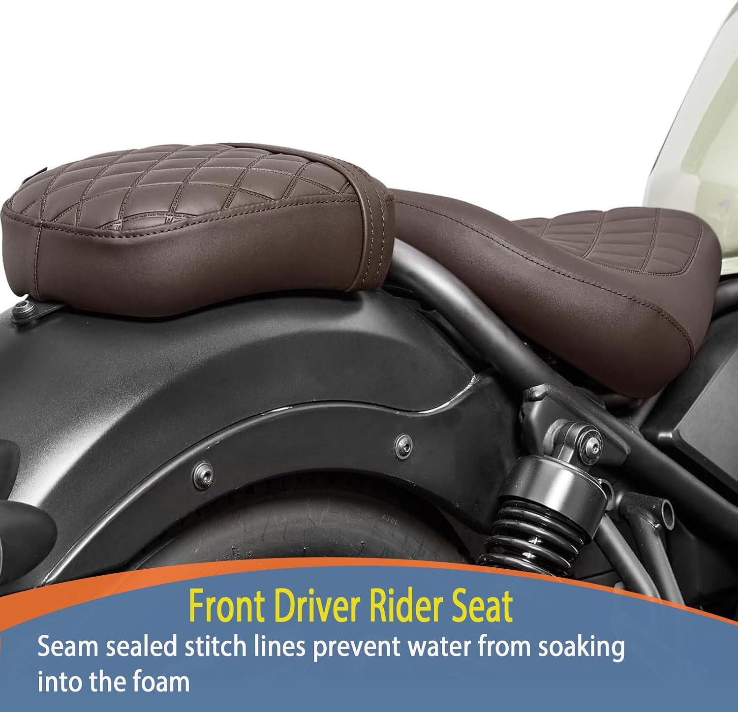 Front Driver Rider Seat Saddle Cushion Rear Passenger Seat Pad Soft Cushion fit for Ho-nda Rebel CMX 500 CMX 300 Accessories 2017 2018 2019 2020 2021 2022 2023 2024 (Front+Rear Seat-Brown)